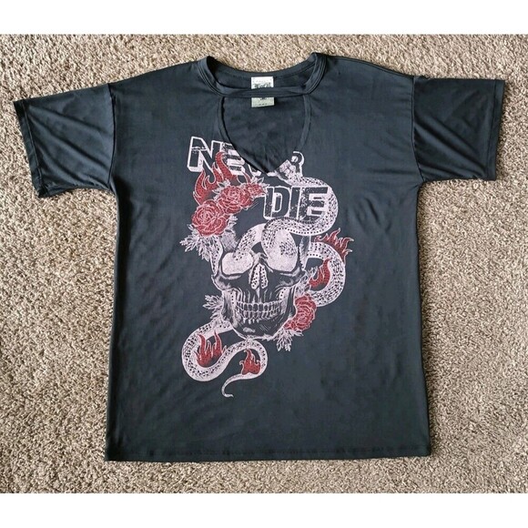 Vocal Tops - Vocal T-Shirt Women's Large Oversize Black Short Sleeve